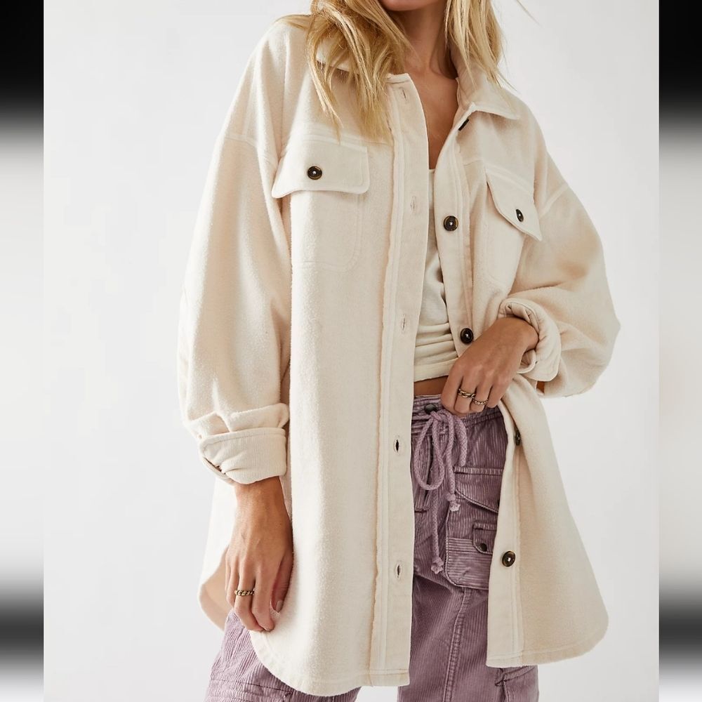 Free People Ruby Jacket Cream White Shirt Jacket Shacket Size M